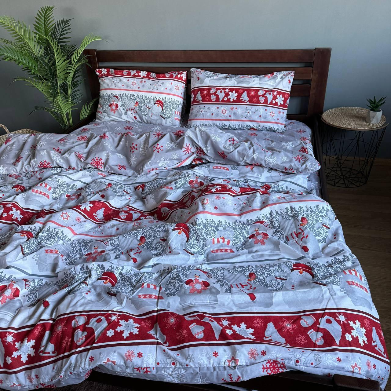 Постельное белье Новогоднее евро 200х215 см наволочки 50х70 см 2 шт. Серый (Д-post-ng-001-03) - фото 6