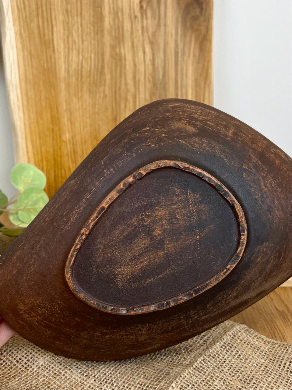 Блюдо овальное керамическое глиняное гладкое 1 л (3003-25) - фото 3