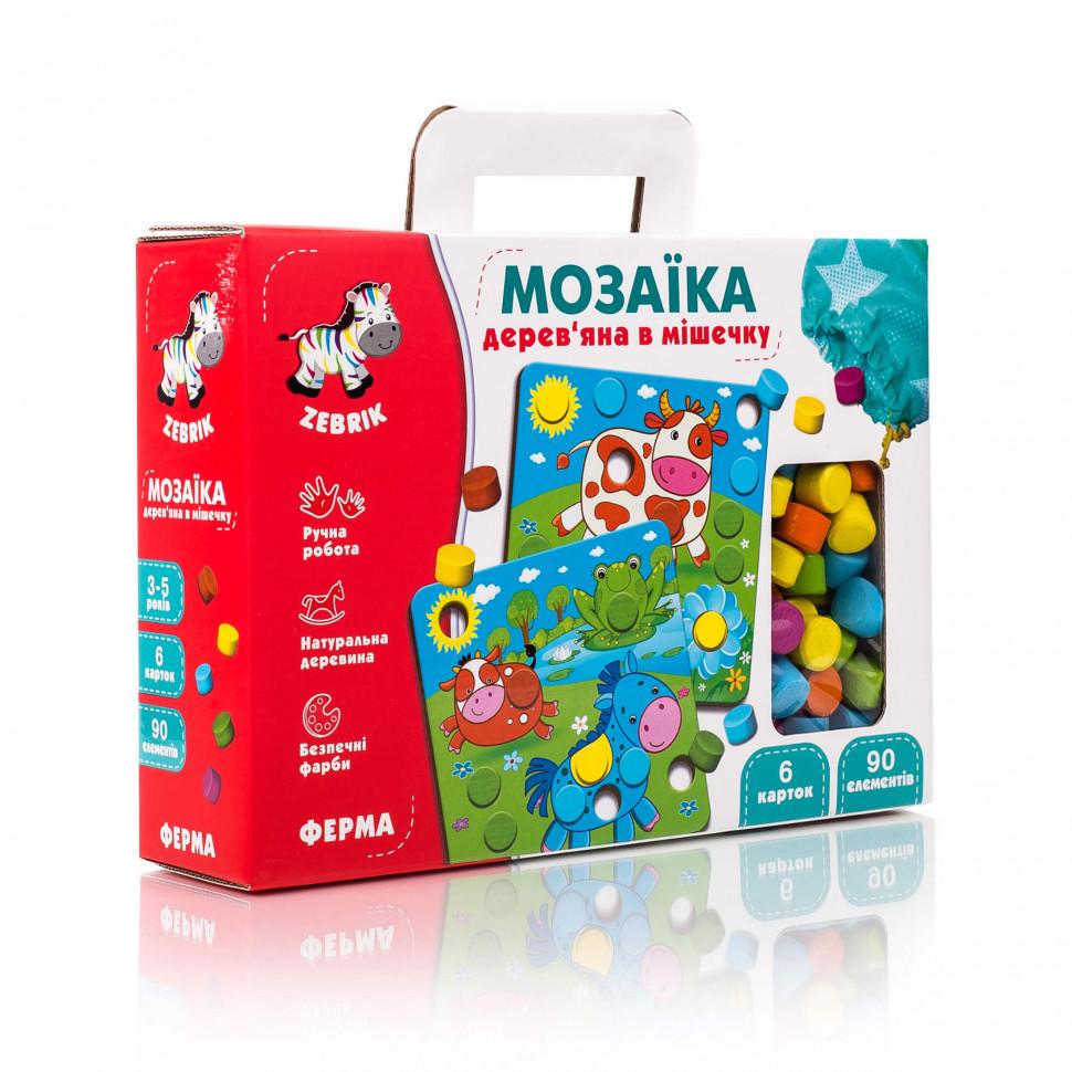 Дитяча мозаїка дерев'яна з картинками Vladi Toys ZB2002 Ферма (ZB2002-01)