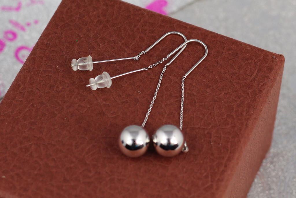 Серьги продевки Xuping Jewelry с шариками 9 мм 5,5 см Серебристый (1401247079)