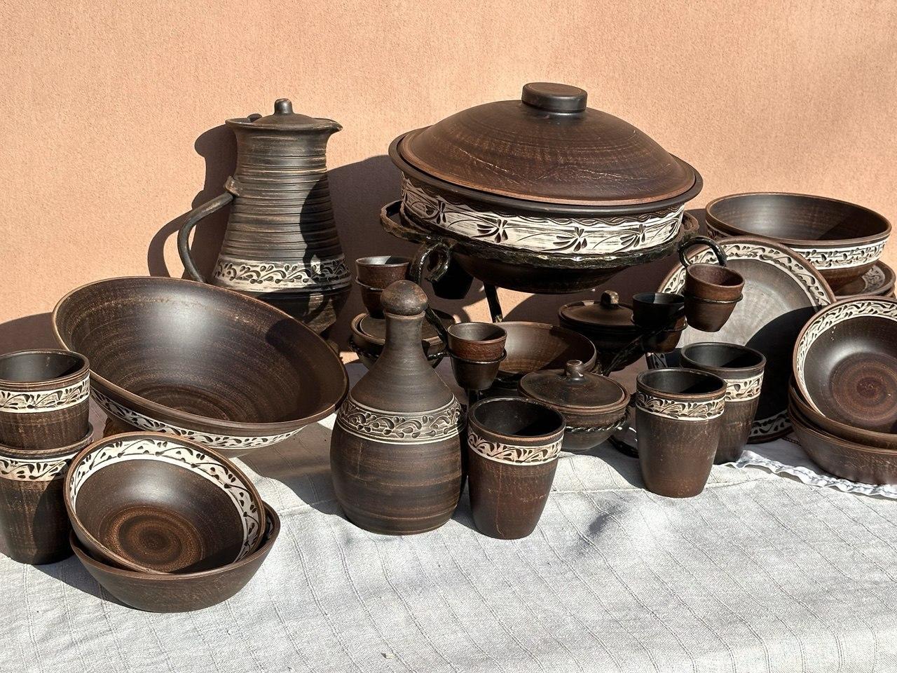 Набір столового посуду із червоної глини Шашличниця ангоб (2559284510) - фото 2