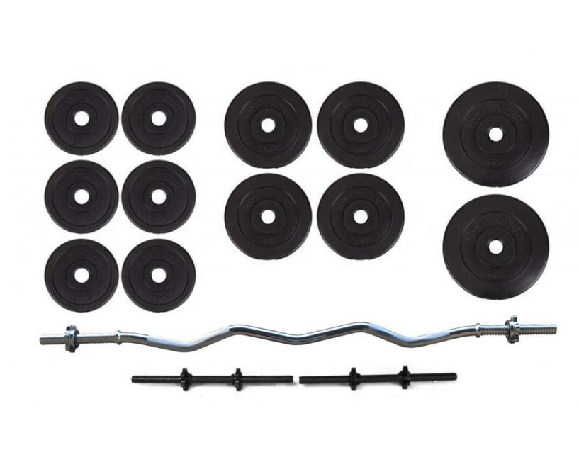 Штанга с гнутым грифом/гантели композитные разборные WCG 36 кг