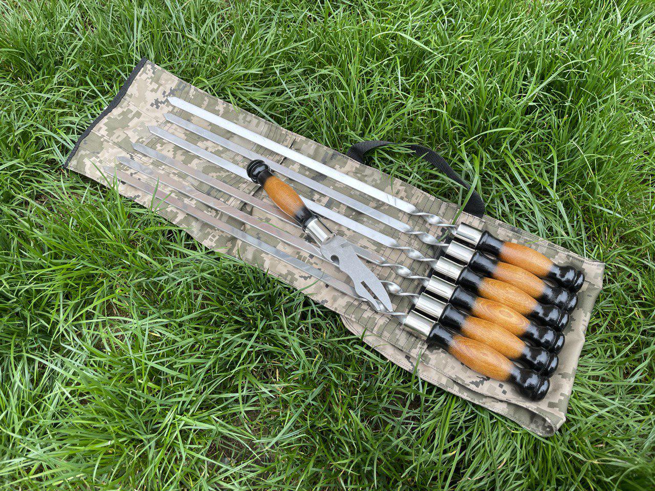 Шампуры плоские Gradient 5 в чехле ручная работа