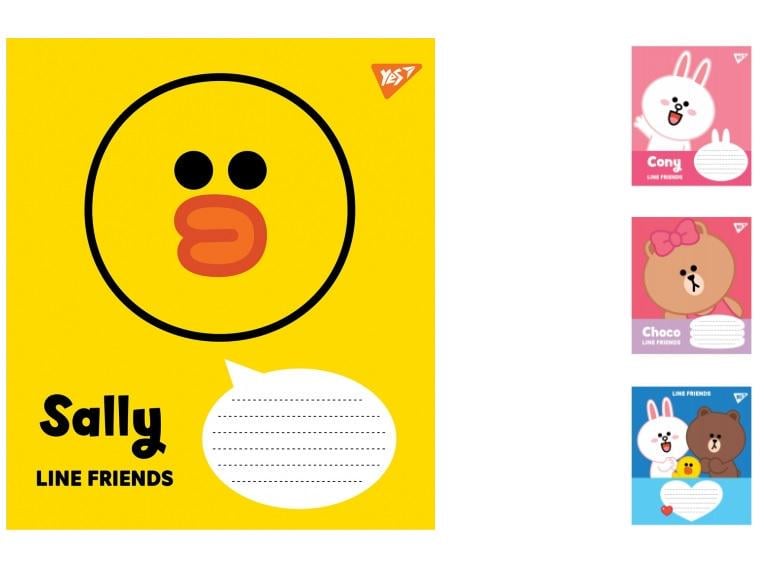 Зошити учнівські у косу лінійку YES Line Friends 12 арк. 25 шт. в уп. (MTT-150100)