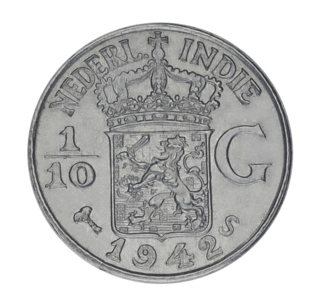 Коллекционная монета Нидерландская Индия 1/10 гульдена 1942 F-VF Ag 720 1,25 г (М22138)