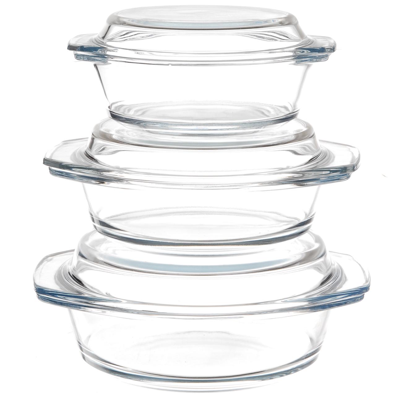 Набір скляних каструль A-Plus круглих 3 шт. (1092)