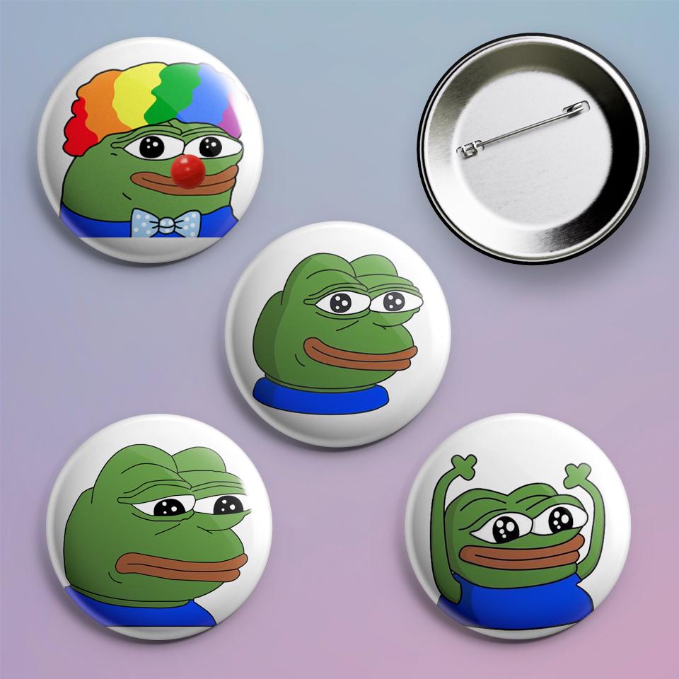 Значки на рюкзак с принтом Pepe 4 шт.