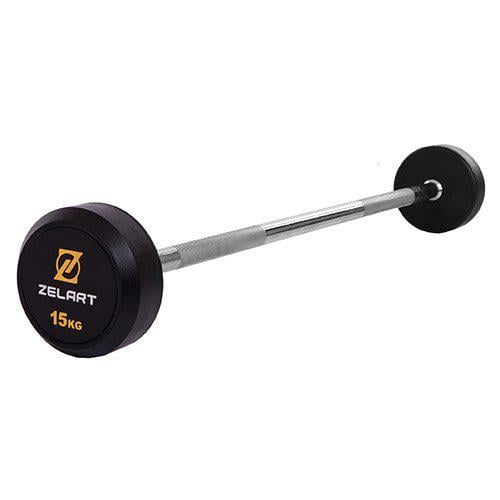 Штанга фиксированная прямая Rubber Coated Barbell Zelart TA-2685 15 кг Черный (58363066) - фото 1