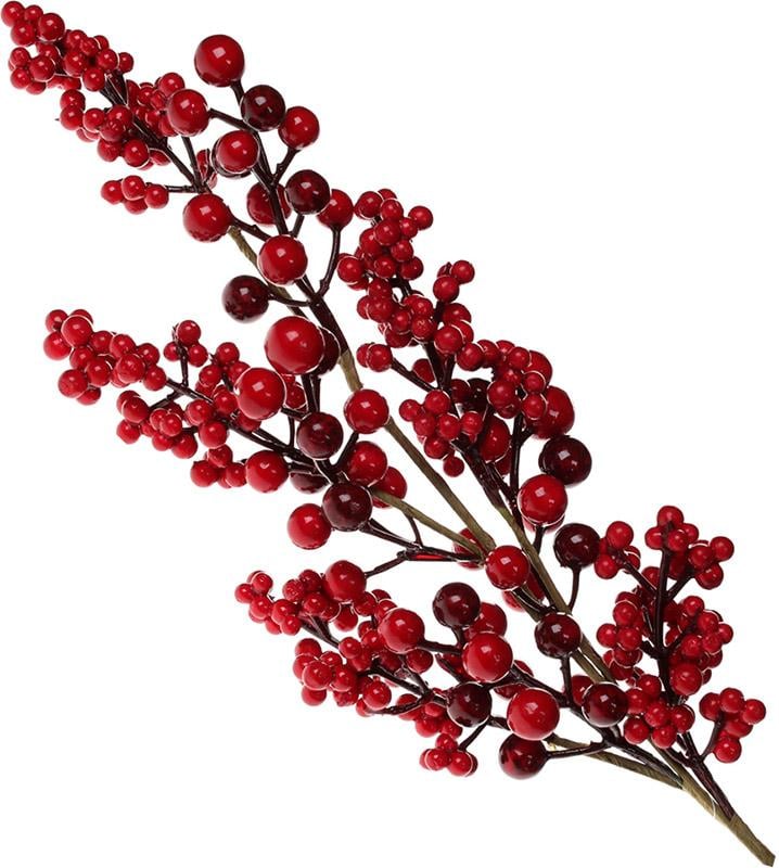 Декоративная ветка Красные ягоды 66 см (BD-YE1-020)