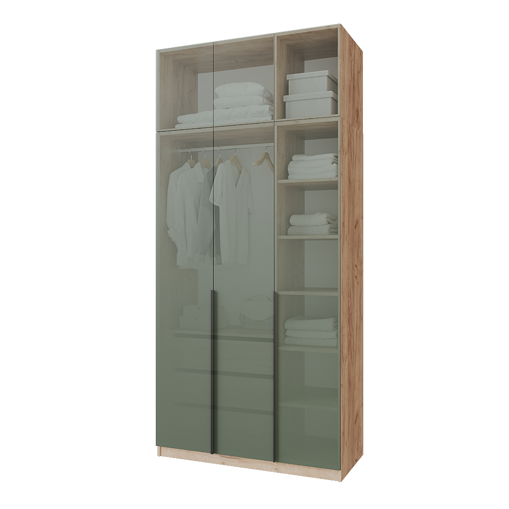 Шафа розпашна з тумбою та антресолью Меблітренд Чиназес Чита-1200.5 1200х500х2550 мм Дуб крафт золотий/Зелений димчастий (27356758) - фото 3 Шафа розпашна з тумбою та антресолью Меблітренд Чиназес Чита-1200.5 1200х500х2550 мм Дуб крафт золотий/Зелений димчастий (27356758) - фото 3