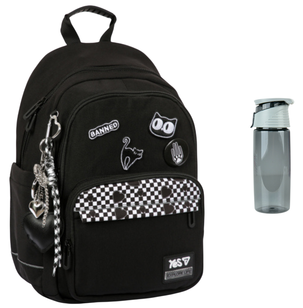 Рюкзак школьный YES TS-47M Black Cat 550306 и бутылка для воды 550 мл (3045292553)