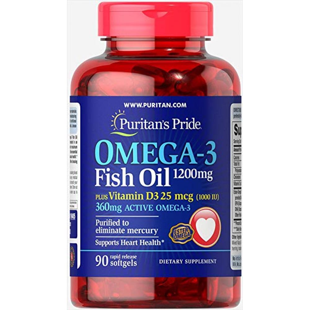Добавка Omega-3 Fish Oil 1200 mg plus Vitamin D3 1000IU 90 soft (100-33-5316259-20)