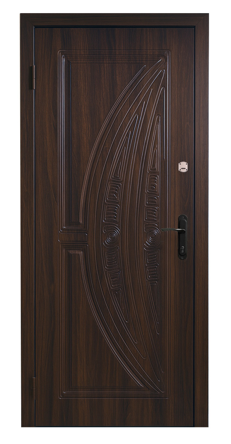 Дверь входная левая MSM Вулкан МДФ/МДФ 2 замка 2050х960 мм Орех темный (62960-1721)