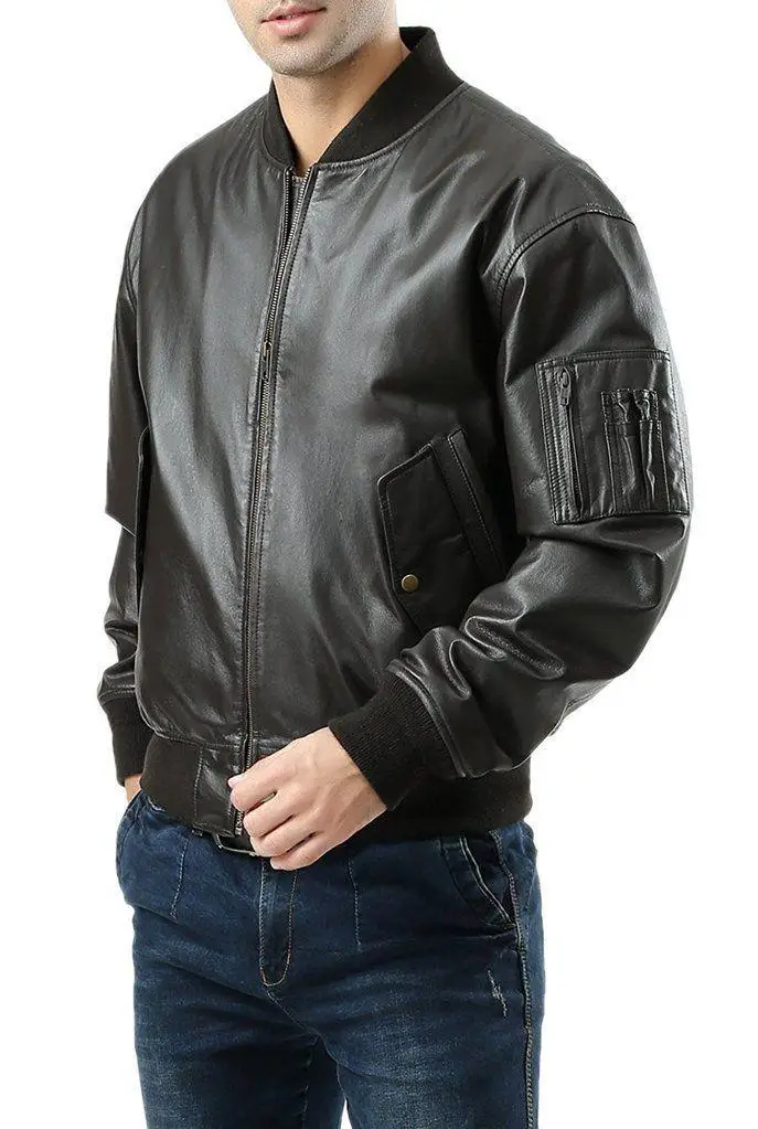 Льотна куртка Alpha Industries Leather MA-1 Flight Jacket XL Black (MLM21000A1BXL) - фото 5