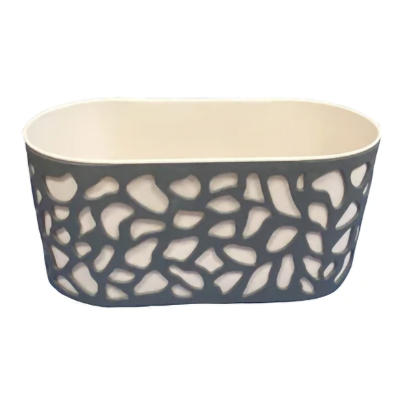 Горщик пластиковий Ламела Дует овальний 4 л Антрацит/Кремовий (MR12551)