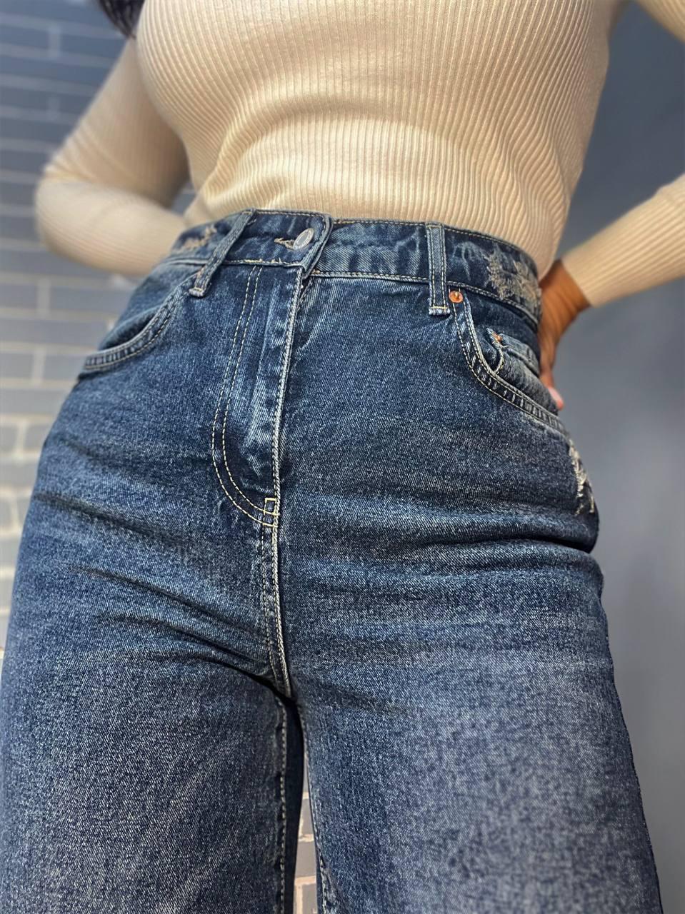 Джинсы женские Twin 1341 палаццо ровные от бедра стрейч отрезной низ р. 38 Синий (2665) - фото 3 Джинсы женские Twin 1341 палаццо ровные от бедра стрейч отрезной низ р. 38 Синий (2665) - фото 3