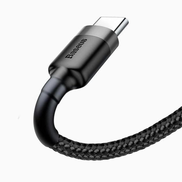 Кабель для швидкого заряджання BASEUS Cafule Cable USB для Type-C Quick Charge 3,0 3 A 1 м Black/Grey (CATKLF-BG1) - фото 5 Кабель для швидкого заряджання BASEUS Cafule Cable USB для Type-C Quick Charge 3,0 3 A 1 м Black/Grey (CATKLF-BG1) - фото 5