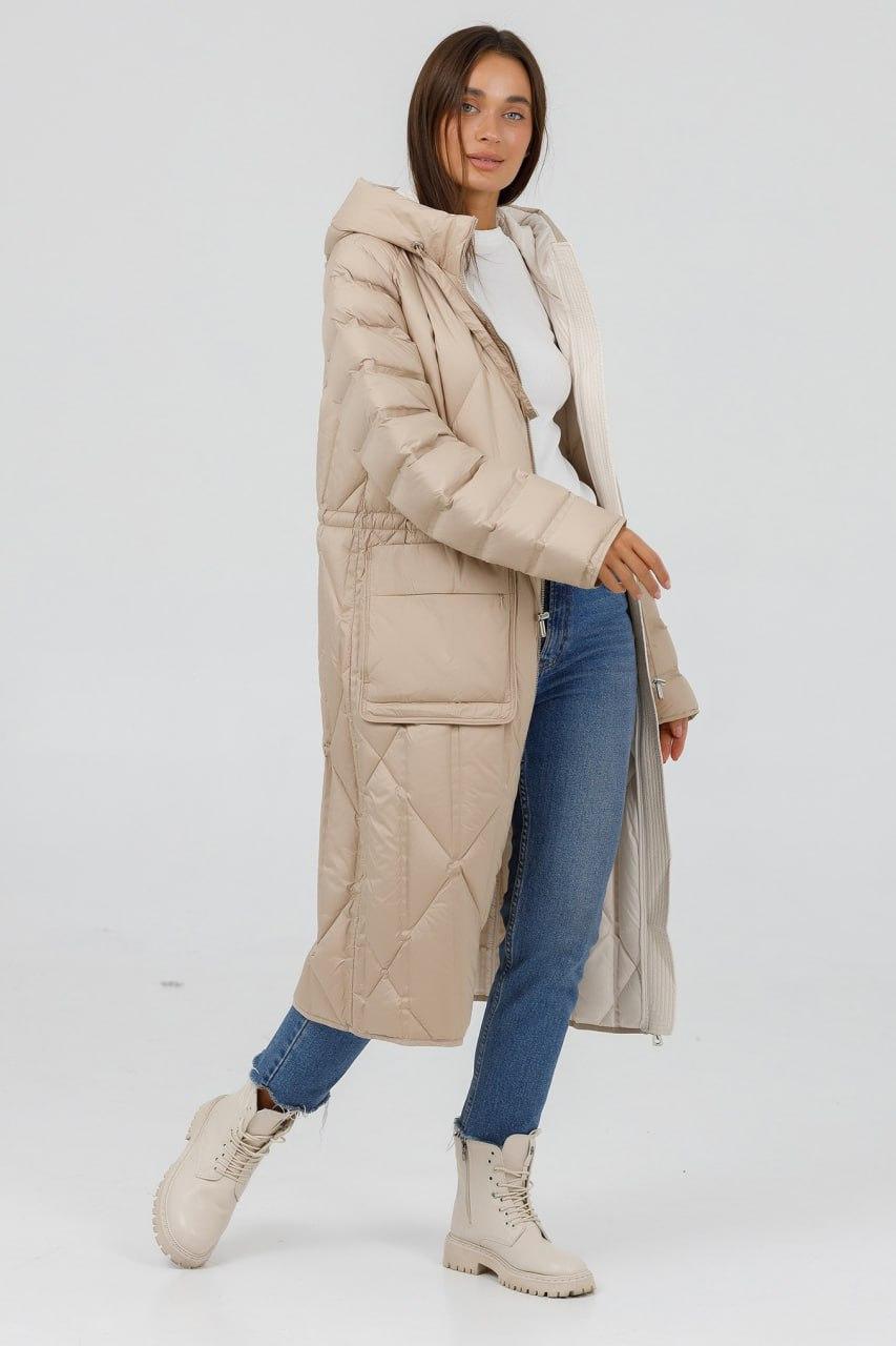 Пальто-ковдра пухове Snow р. 46 Бежевий (41232f\46) Пальто-ковдра пухове Snow р. 46 Бежевий (41232f\46)