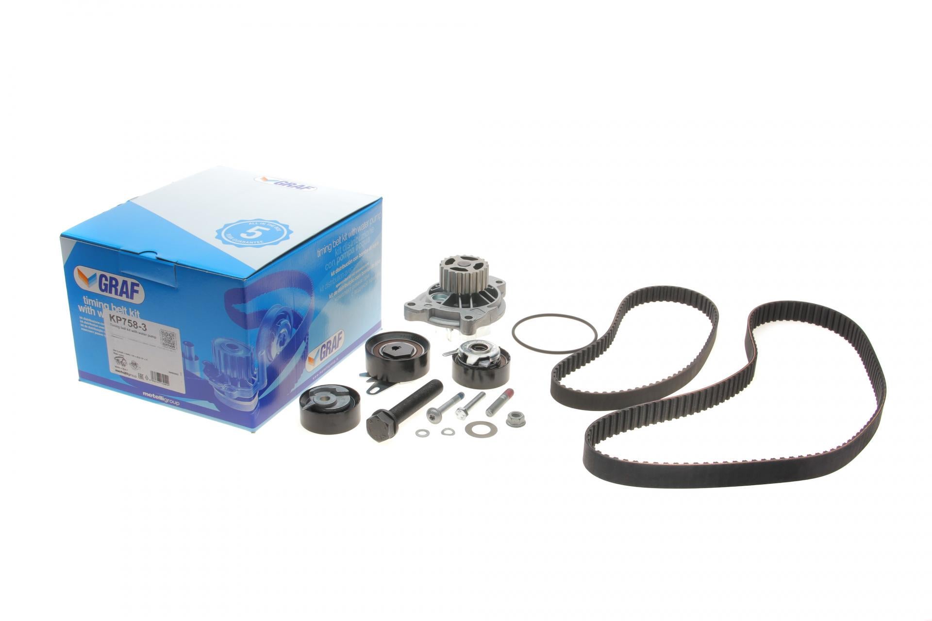 Комплект ГРМ и ТНВД и помпа Graf VW LT 2.5SDI/VW T4/Volvo S70/S80/V70 2.5TDI 96-06 122x26.5/81x21 PA758 (KP758-3)