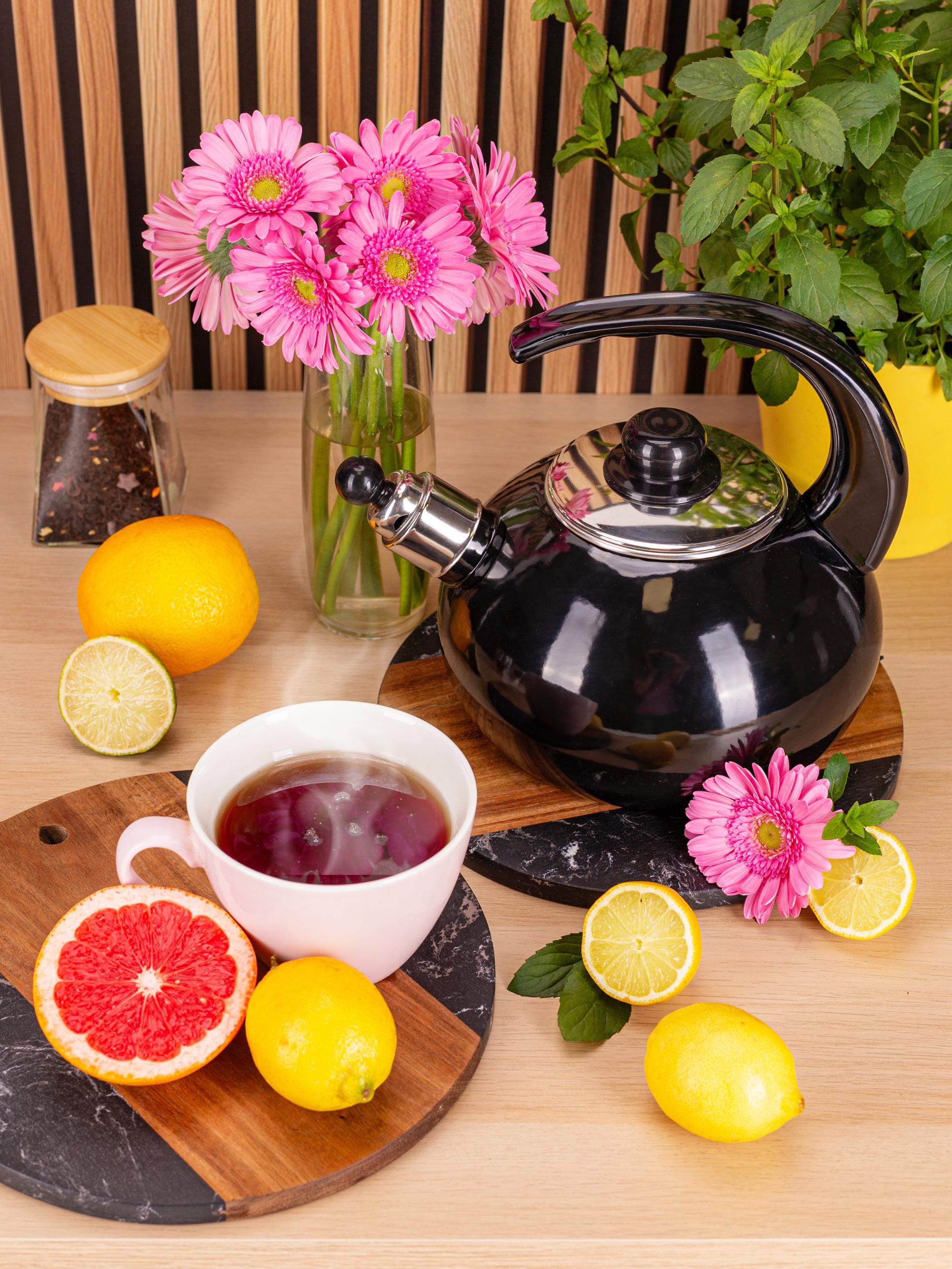 Чайник со свистком Kamille KM-1039А из эмалированной стали 2,5 л Черный (150-84-1039А) - фото 6 Чайник со свистком Kamille KM-1039А из эмалированной стали 2,5 л Черный (150-84-1039А) - фото 6