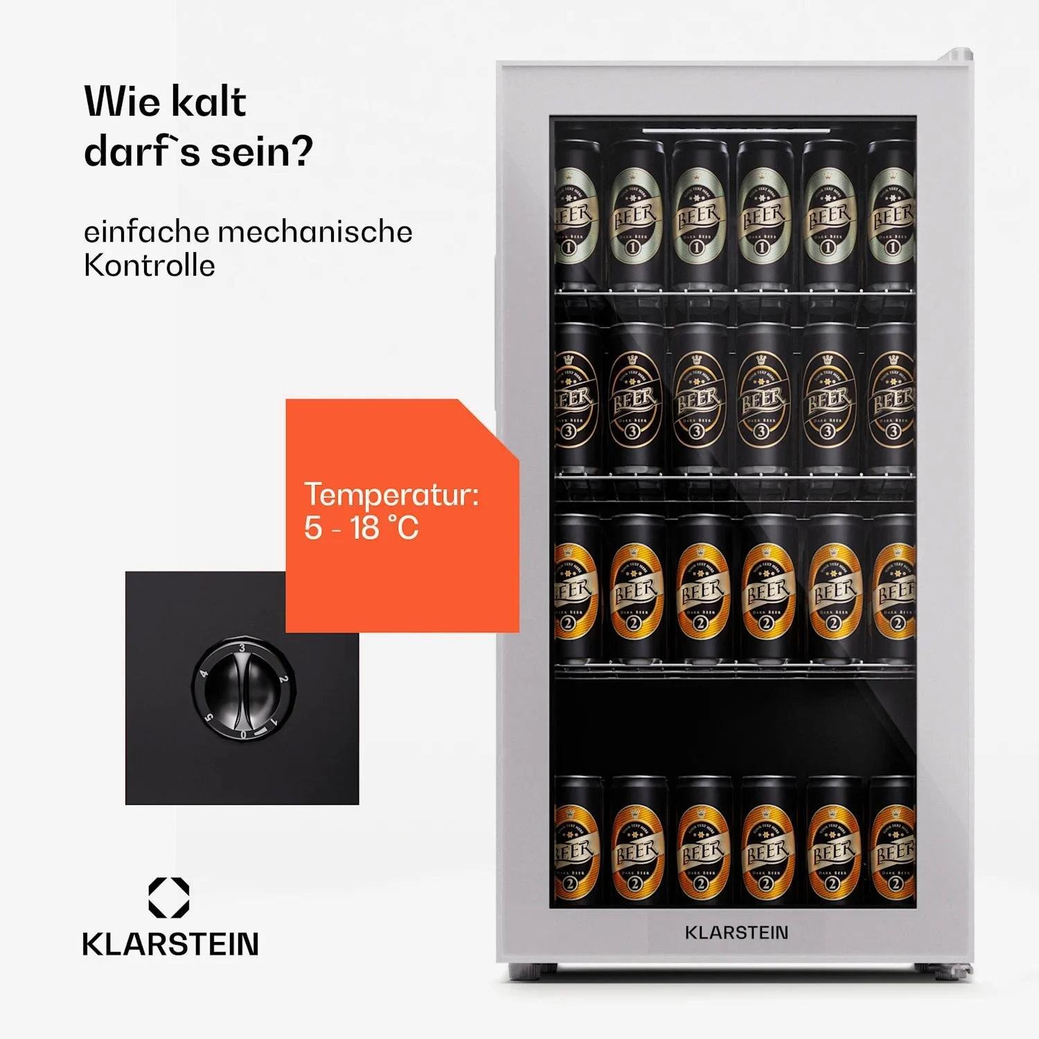 Холодильник для напитков KLARSTEIN Beersafe 74 Slim со стеклянной дверью 74 л Белый (10045533) - фото 4
