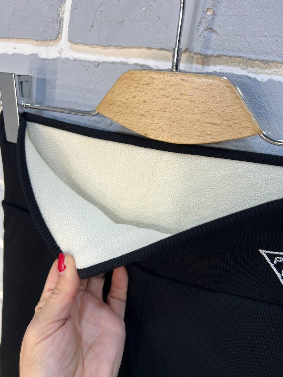 Лосини жіночі Ластівка 5247 рубчик широкий пояс утеплені на хутрі S Чорний (3059) - фото 3