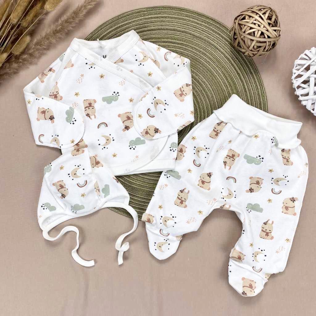 Комплект RoyalBaby Зайчики и облачка байка 3 шт. р. 56 Молочный (143935-19302)