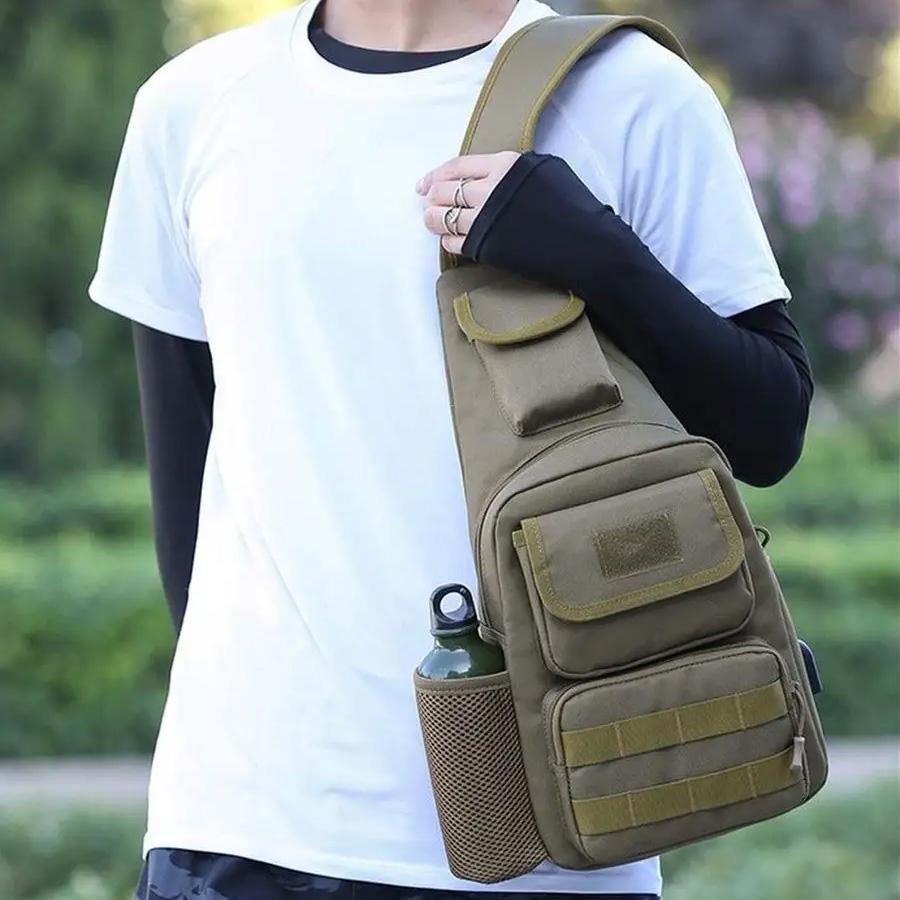 Сумка через плечо однолемковая Хаки (449767) - фото 10 Сумка через плечо однолемковая Хаки (449767) - фото 10