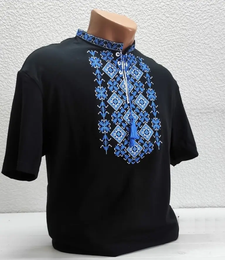Футболка-вышиванка мужская XRMASTER Орнамент S Черный/Голубой (ФЧ-03) - фото 8
