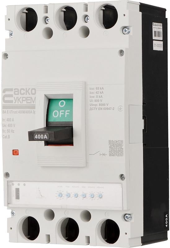 Автоматический выключатель силовой АСКО-УКРЕМ UTrust с электронным расцепителем 400M/400А 3P (28683974) Автоматический выключатель силовой АСКО-УКРЕМ UTrust с электронным расцепителем 400M/400А 3P (28683974)