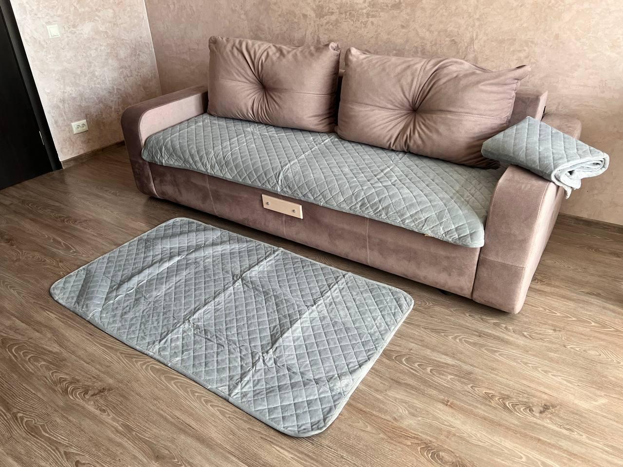 Комплект Дивандек покривало 90х210 см/накидки 2 шт. 90х160 см Сірий (П4К-am-divandek-0029) - фото 3 Комплект Дивандек покривало 90х210 см/накидки 2 шт. 90х160 см Сірий (П4К-am-divandek-0029) - фото 3