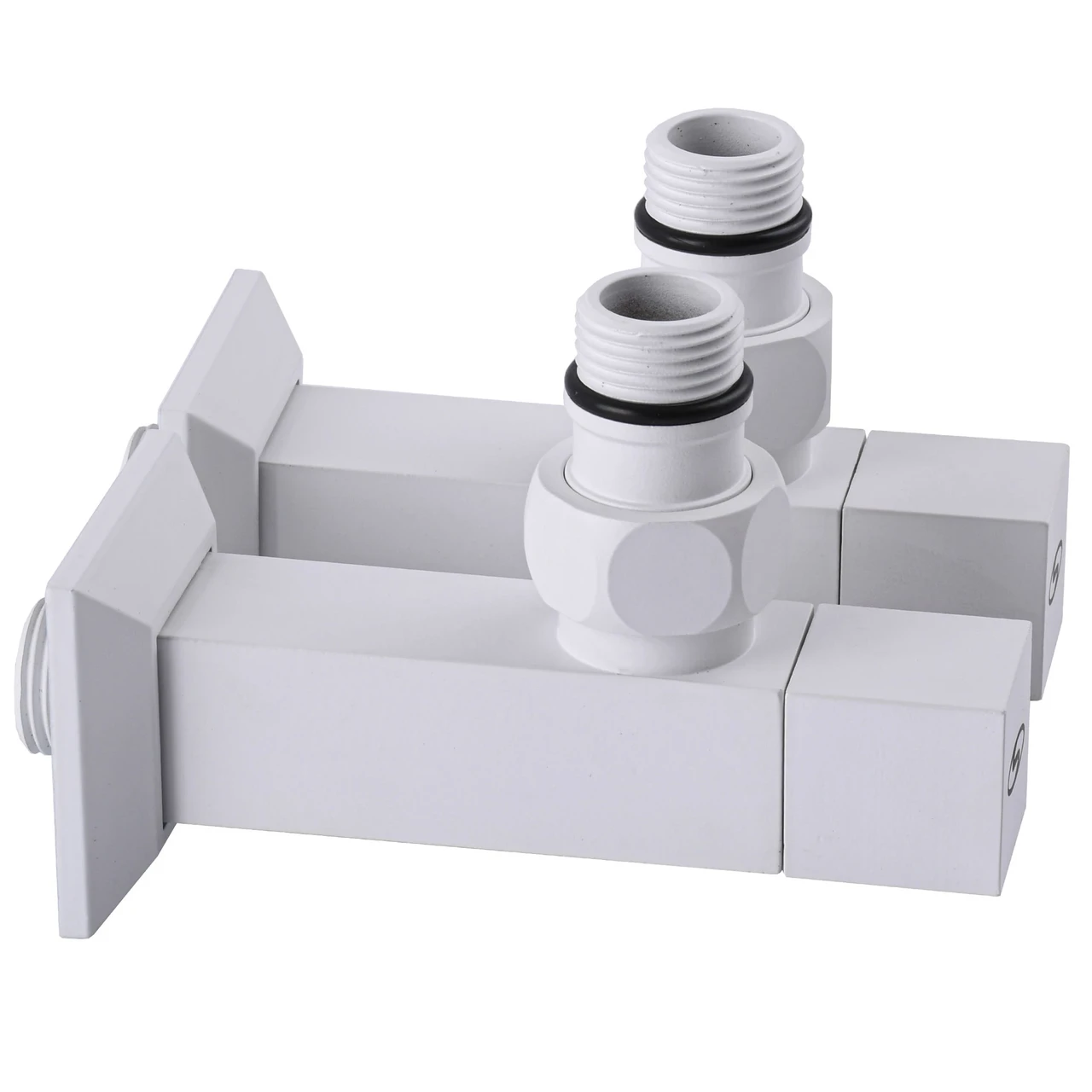 Комплект кранів напівоборотних кутових з американкою Solomon LUX 1/2" CUBE 8888 White (23500542)