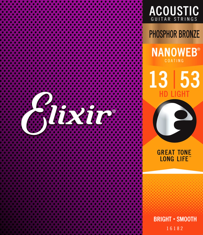 Струни Elixir 16182 NANOWEB Phosphor Bronze 13-53 HD Light (608)