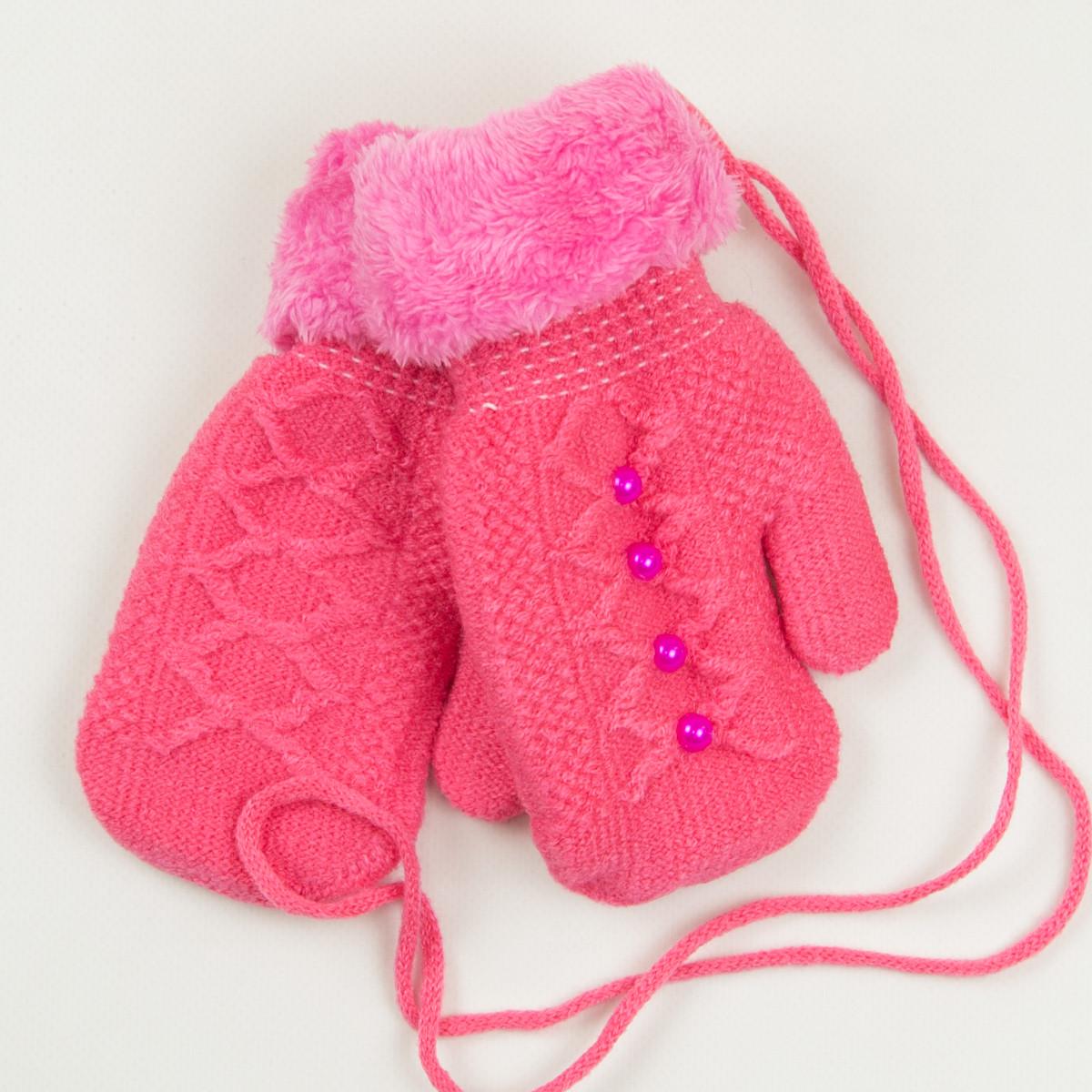 Варежки детские с меховой подкладкой на 3-5 лет 19-7-64 Розовый (DR010170)