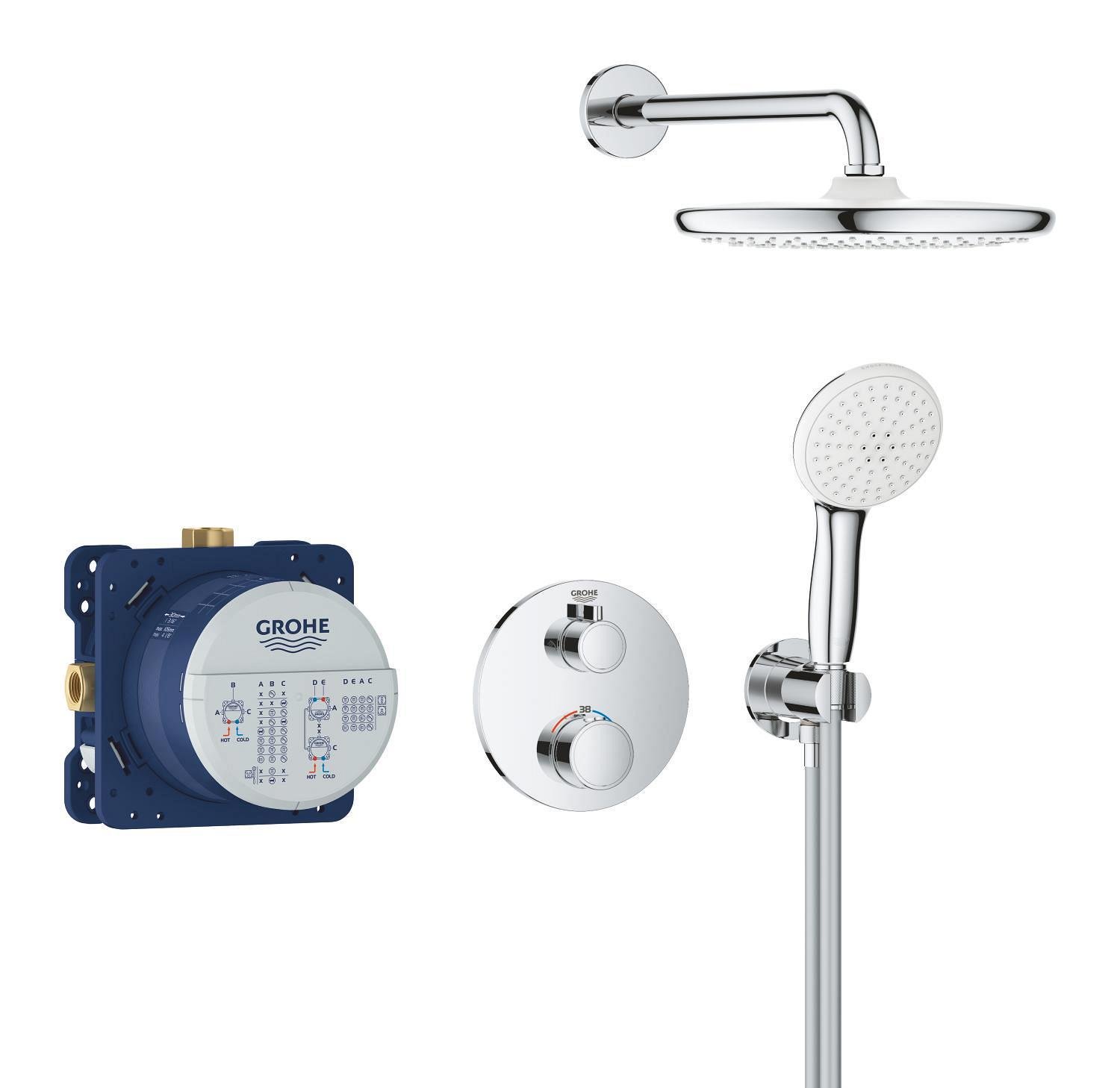 Душова система Grohe Grohtherm прихованого монтажу з термостатом (34872000) - фото 4 Душова система Grohe Grohtherm прихованого монтажу з термостатом (34872000) - фото 4