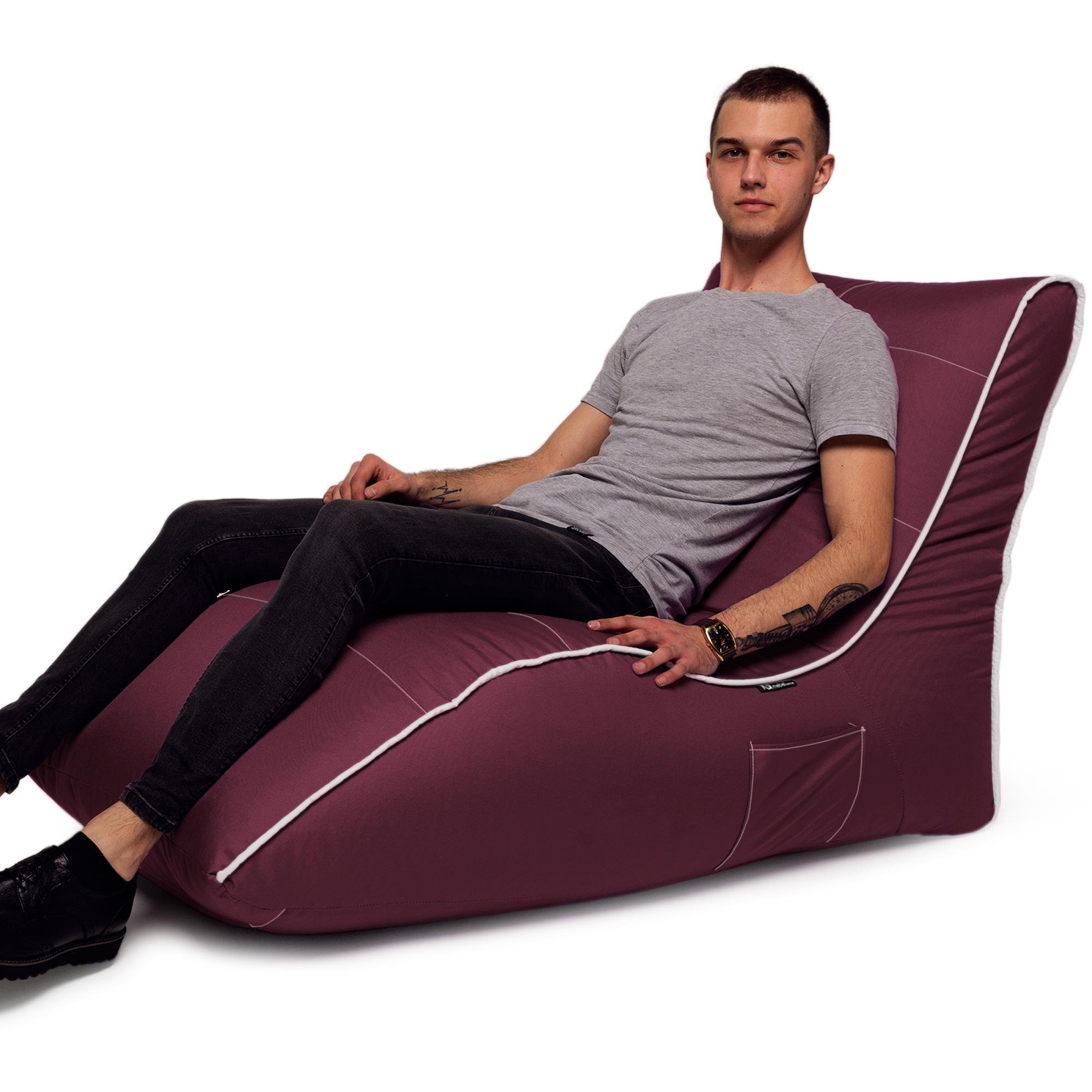Кресло-мешок iQmebel Лежак 80х125 см оксфорд Бордовый - фото 5