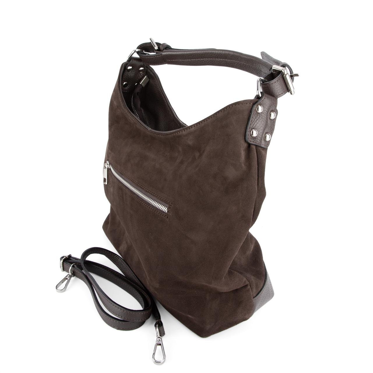 Сумка-шопер жіноча Virginia Conti 03735 замшева Шоколадний (2736661867) - фото 5