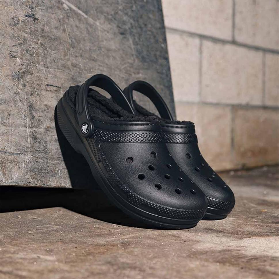 Сабо клог класік утеплені Crocs Classic Lined Black Чорний (27730)