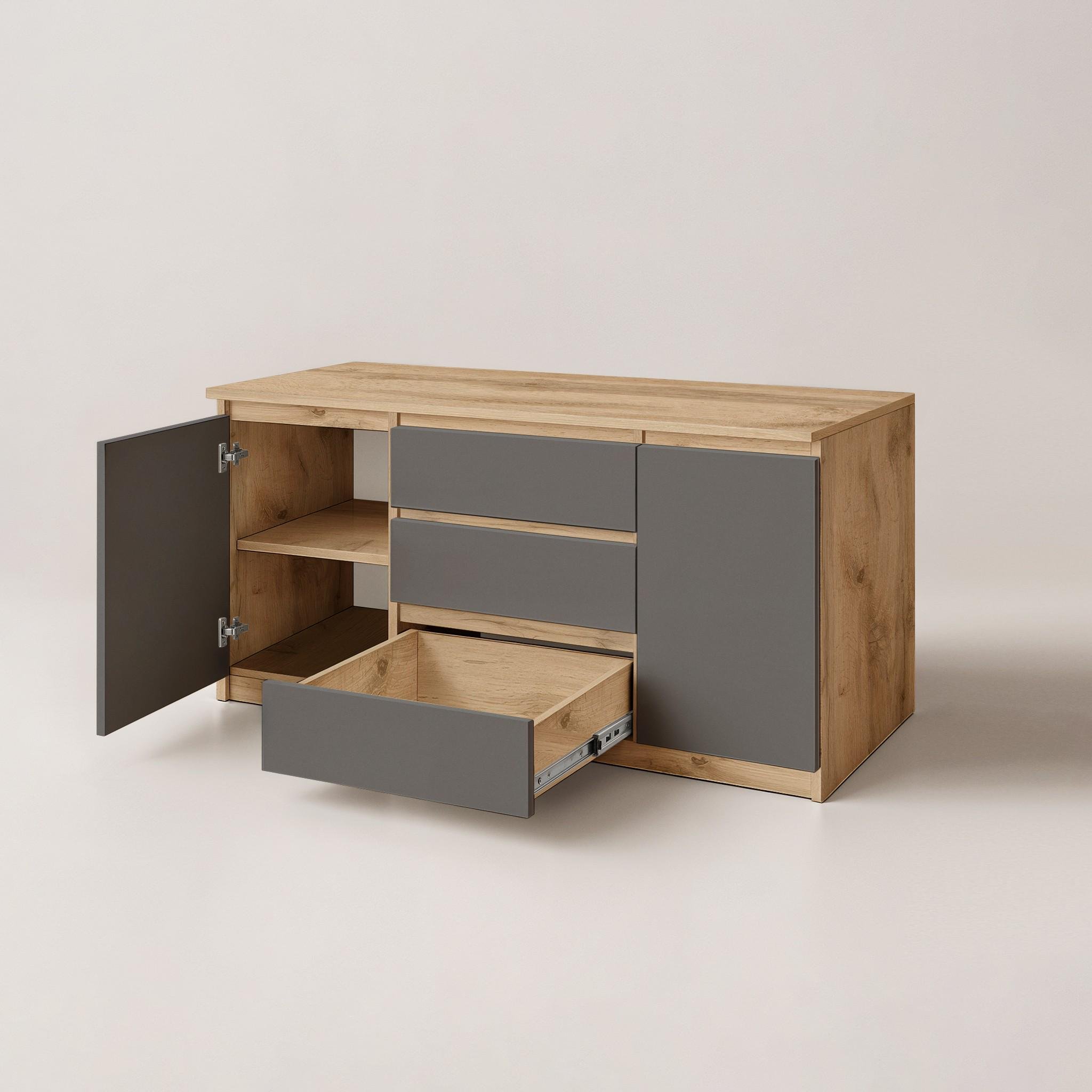 Комод Kvatro 1100х400х750 мм Дуб Аппалачі/Антрацит - фото 3