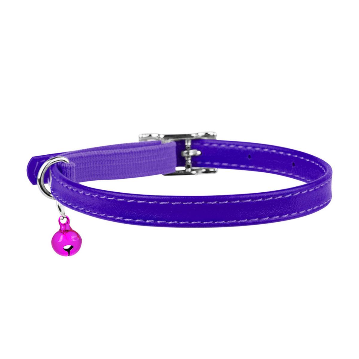 Ошейник для котов кожаный Waudog Glamour 9 мм x 17-20 см Фиолетовый