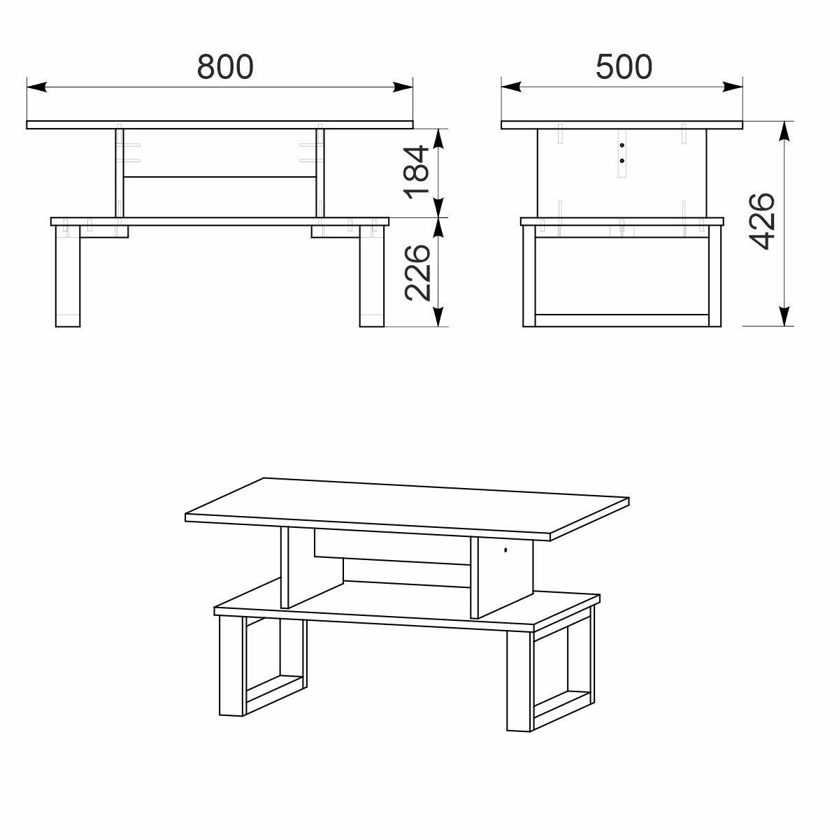 Стол журнальный Компанит Лофт-2 80х50х42,6 см Яблоня (2662230) - фото 2