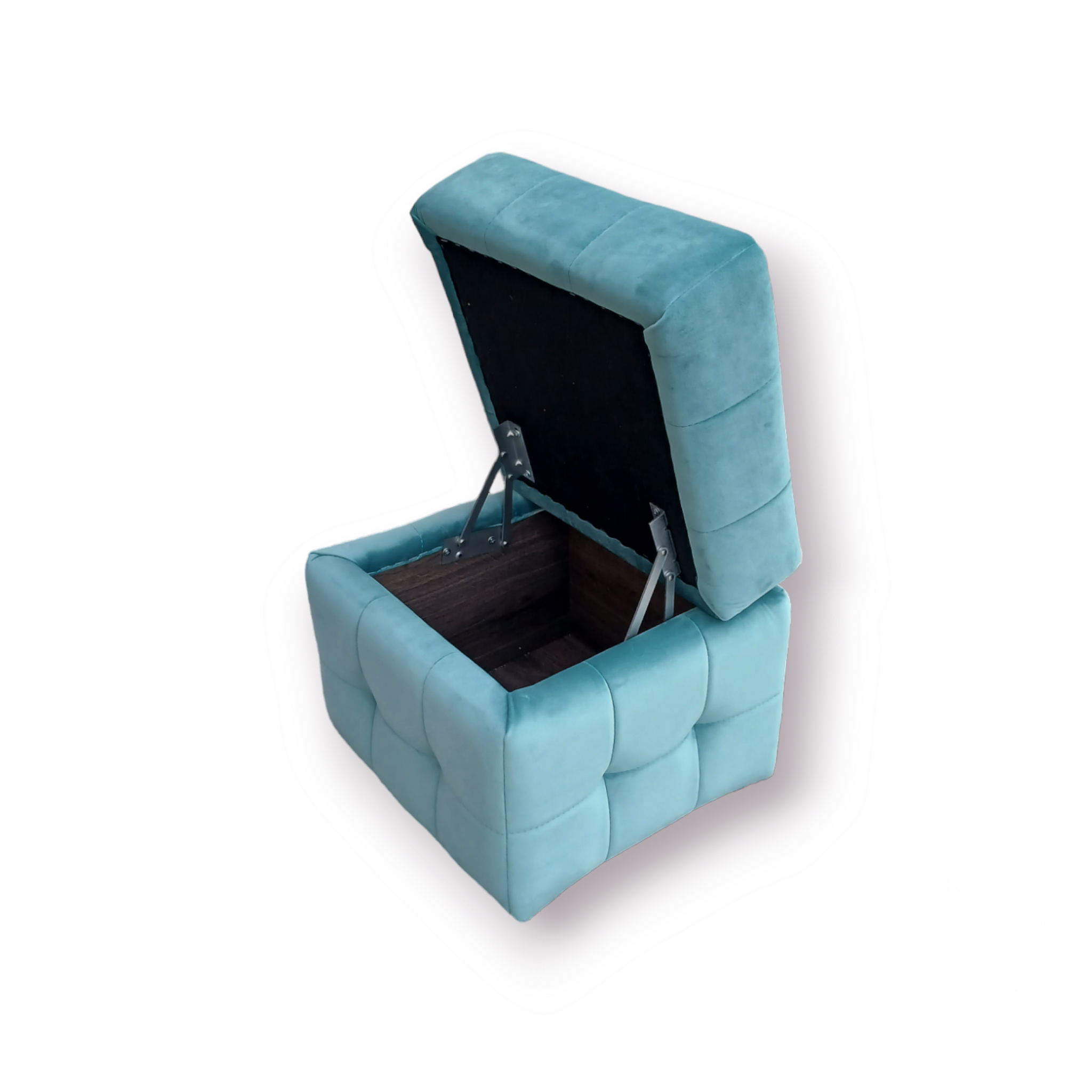 Пуф квадратний Кантрі з нішою велюр Альміра 40х40х41 см Бірюзовий - фото 3