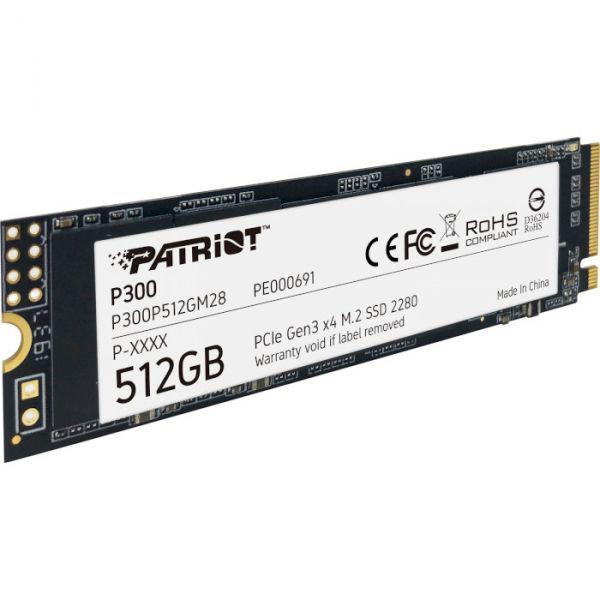 SSD-накопитель Patriot P300 512GB M.2 2280 PCIe NVMe 3.0 x4 TLC (P300P512GM28)
