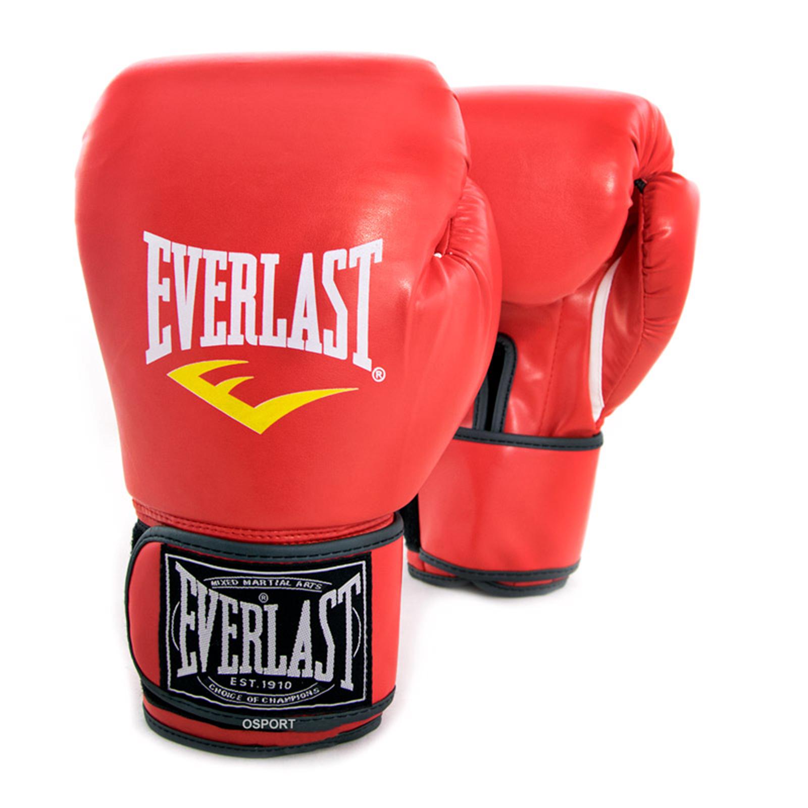 Боксерські рукавички на липучці Everlast шкіра PU 10 унцій Червоний (BO-3987)