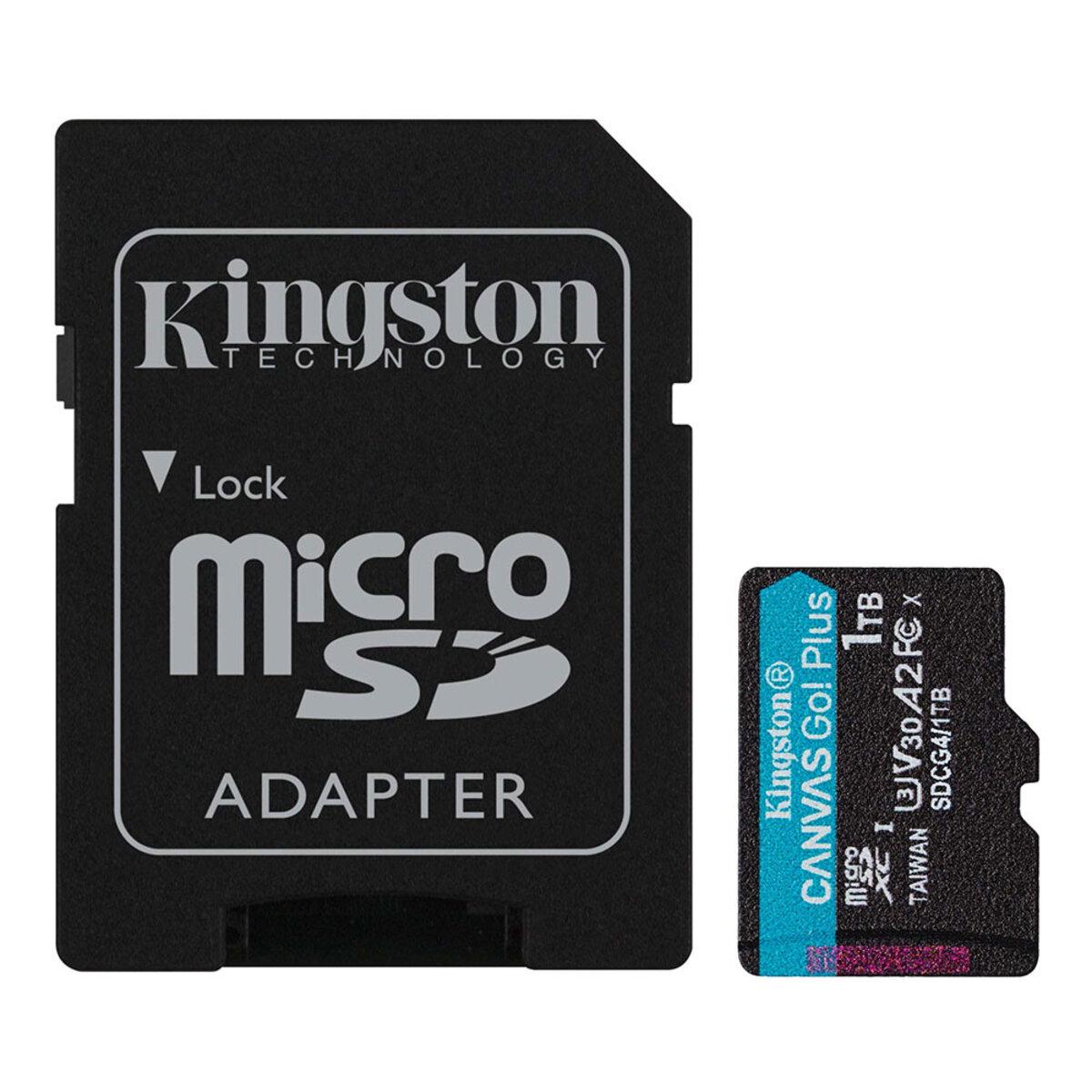 Карта памяти Kingston Canvas Go! Plus 1 TB microSDXC UHS-1 U3 class 10 A2 V30 R200MB/s W-160MB/s Adapter SD (SDCG4/1TB) - фото 1 Карта памяти Kingston Canvas Go! Plus 1 TB microSDXC UHS-1 U3 class 10 A2 V30 R200MB/s W-160MB/s Adapter SD (SDCG4/1TB) - фото 1