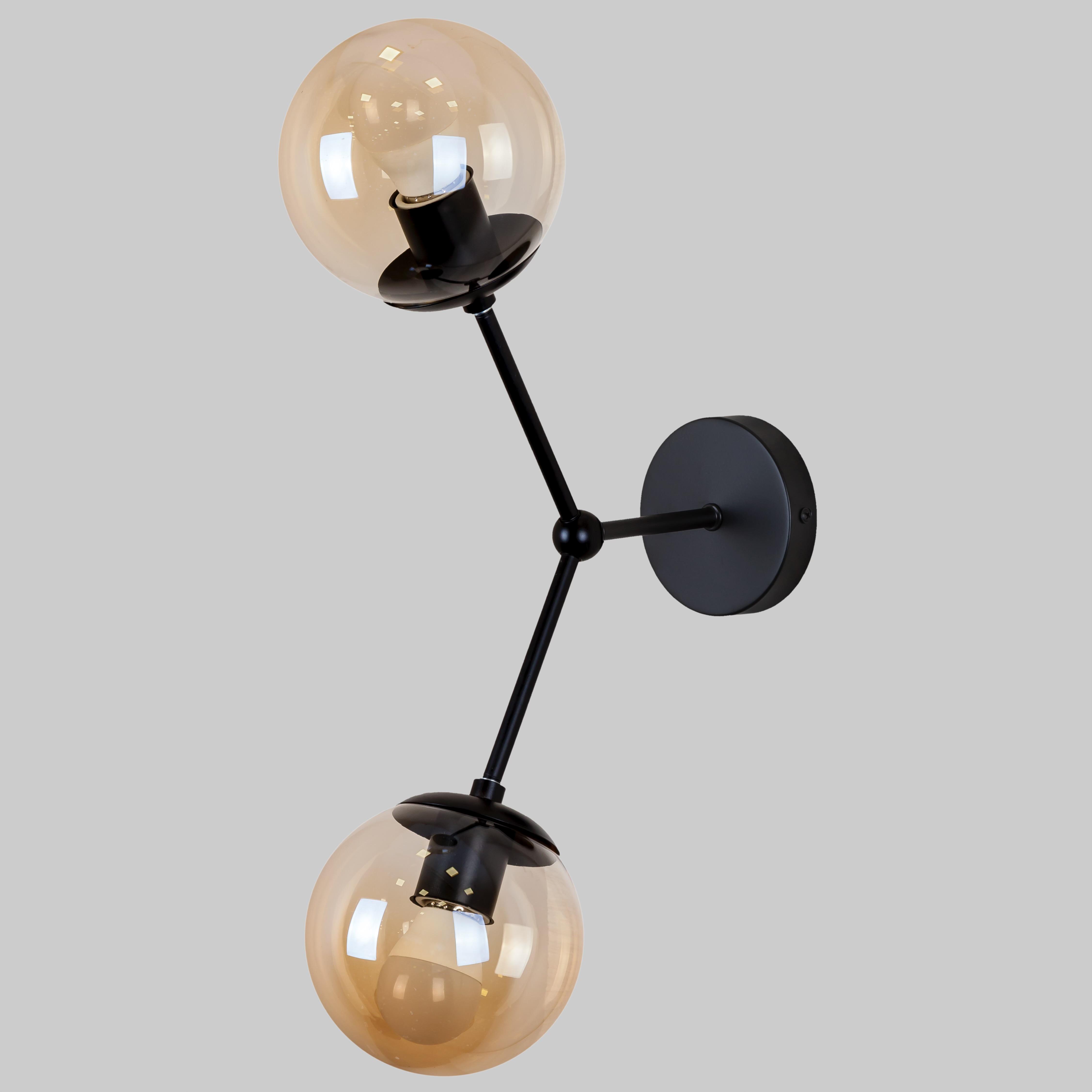 Настенный светильник с двумя плафонами 52-w9811-2 Black/Brown (52-w9811-2 BK+BR)