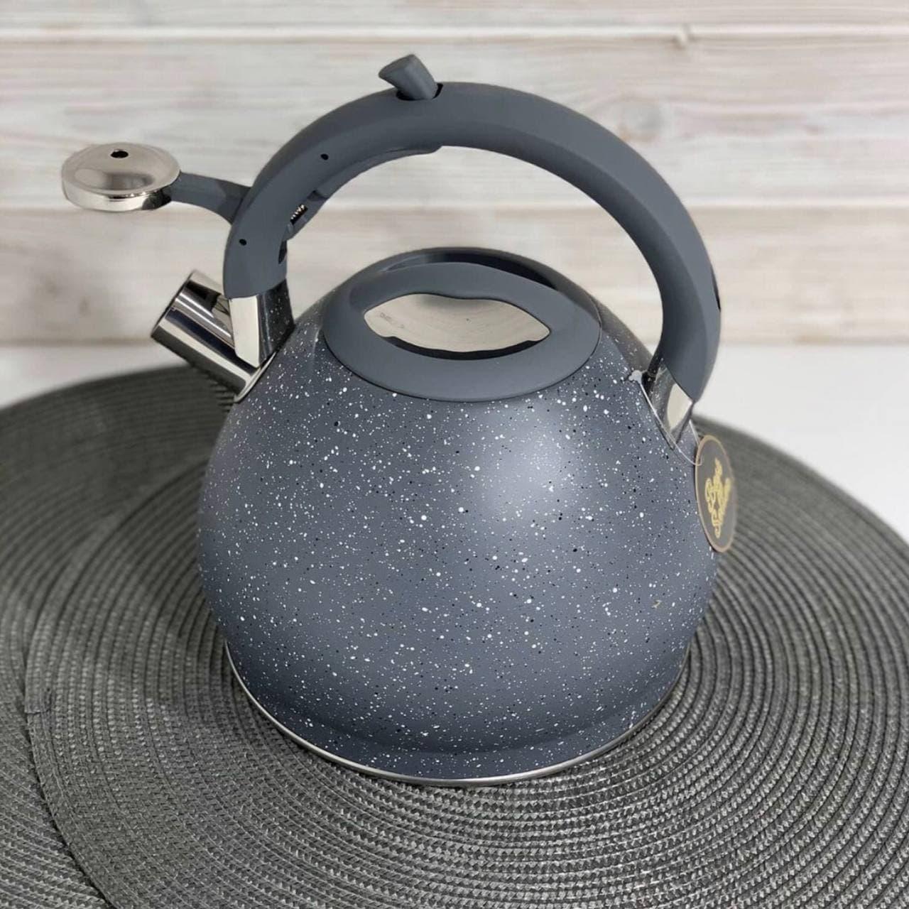 Чайник зі свистком для індукційної плити Edenberg EB-1976 мармурове покриття 3,5 л Сірий (2530556640) - фото 3 Чайник зі свистком для індукційної плити Edenberg EB-1976 мармурове покриття 3,5 л Сірий (2530556640) - фото 3