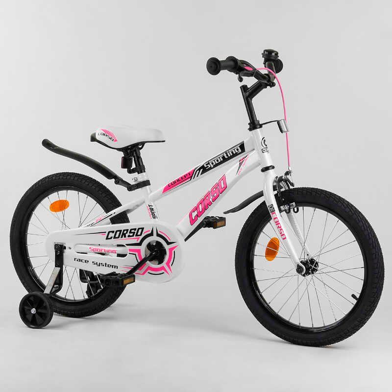 Велосипед детский 2-х колёсный Corso 18" собран на 75% Pink/White (101952)