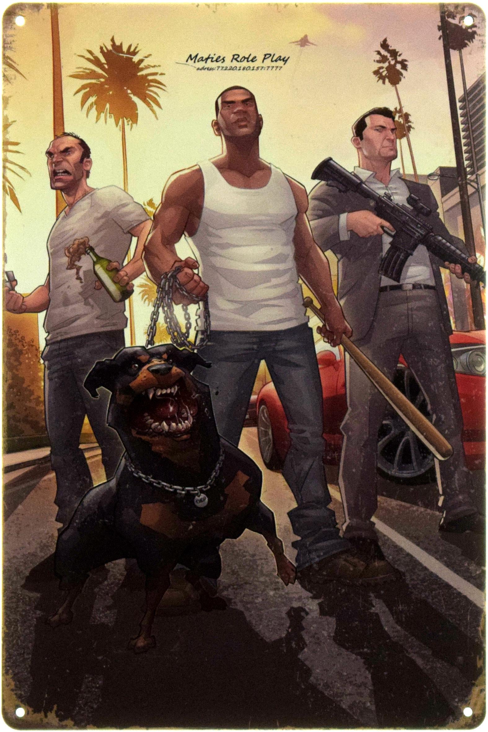 Табличка металлическая "GTA 5 Maties Role Play" 20x30 см (ms-104442)