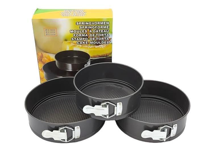 Набор круглых разъемных форм металлических для выпечки торта "Тефлон" 3 шт. D 17,5 / 19 / 21,5 cm H 6 cm 17880 Набор круглых разъемных форм металлических для выпечки торта "Тефлон" 3 шт. D 17,5 / 19 / 21,5 cm H 6 cm 17880